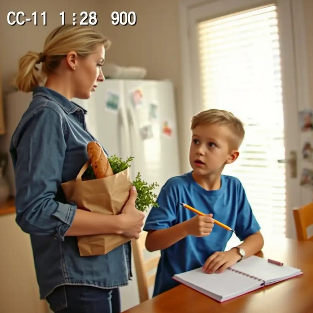 I walked in and my son said, “Mom, why did you tell my teacher I’m not your real child?”