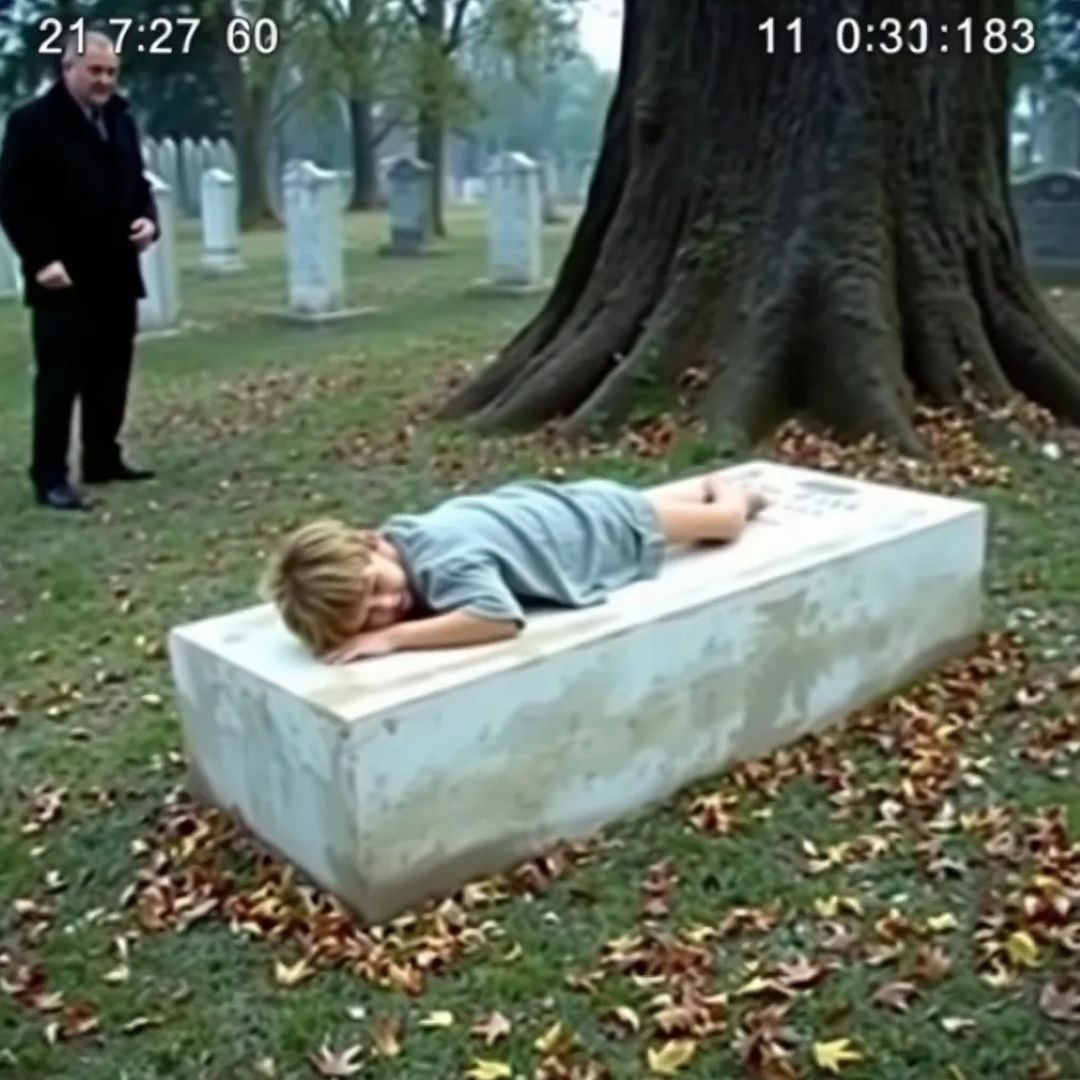 The day I went to visit my wife’s grave like I did every year, I found a barefoot child lying on the headstone, clutching her photo. He whispered, ‘Sorry, Mom’… and I realized my wife had been hiding a secret from me our entire marriage.