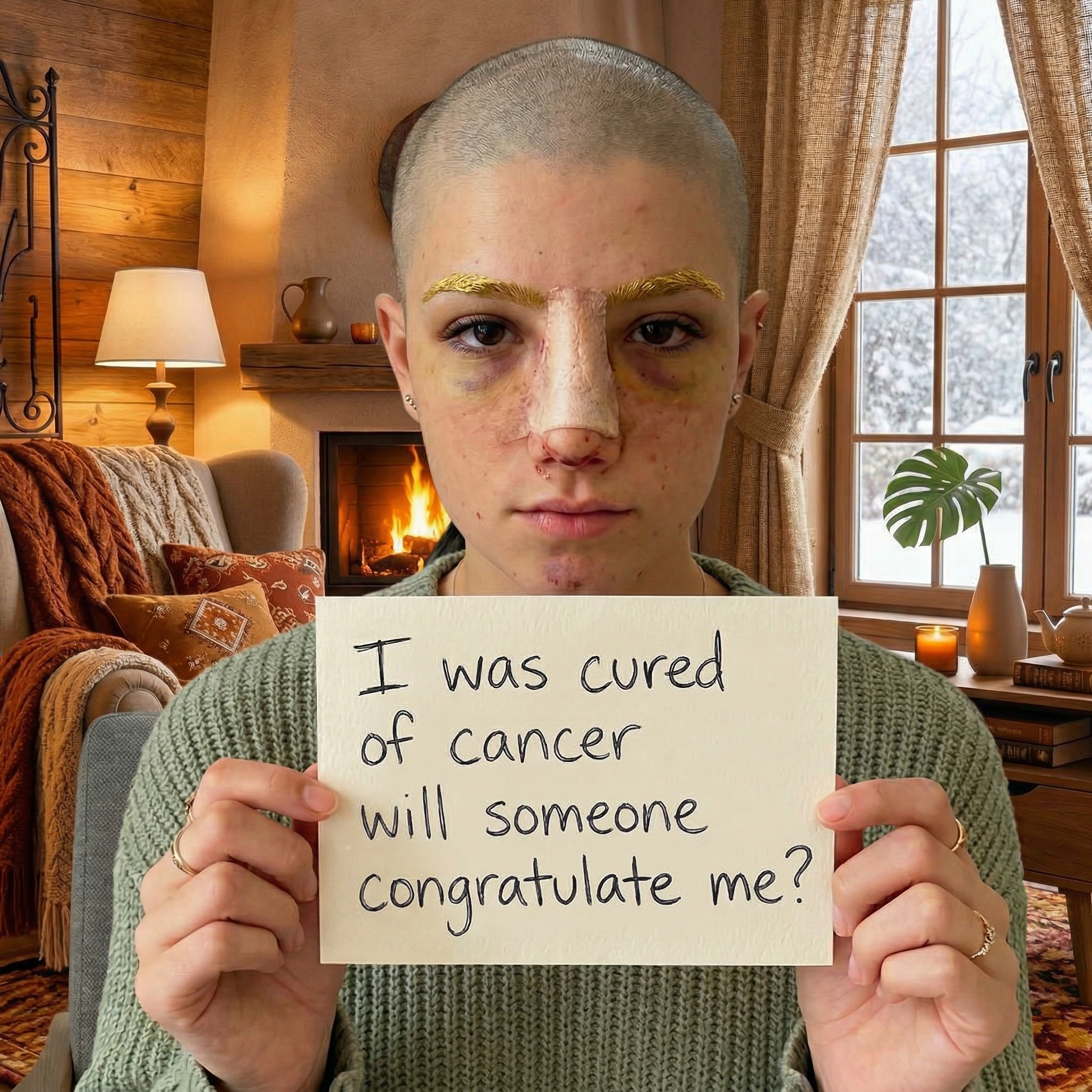 In this photo, I don’t look like the ‘warrior’ they told me I was. I look tired. I was groggy, in pain, and scared, lying in a hospital bed.