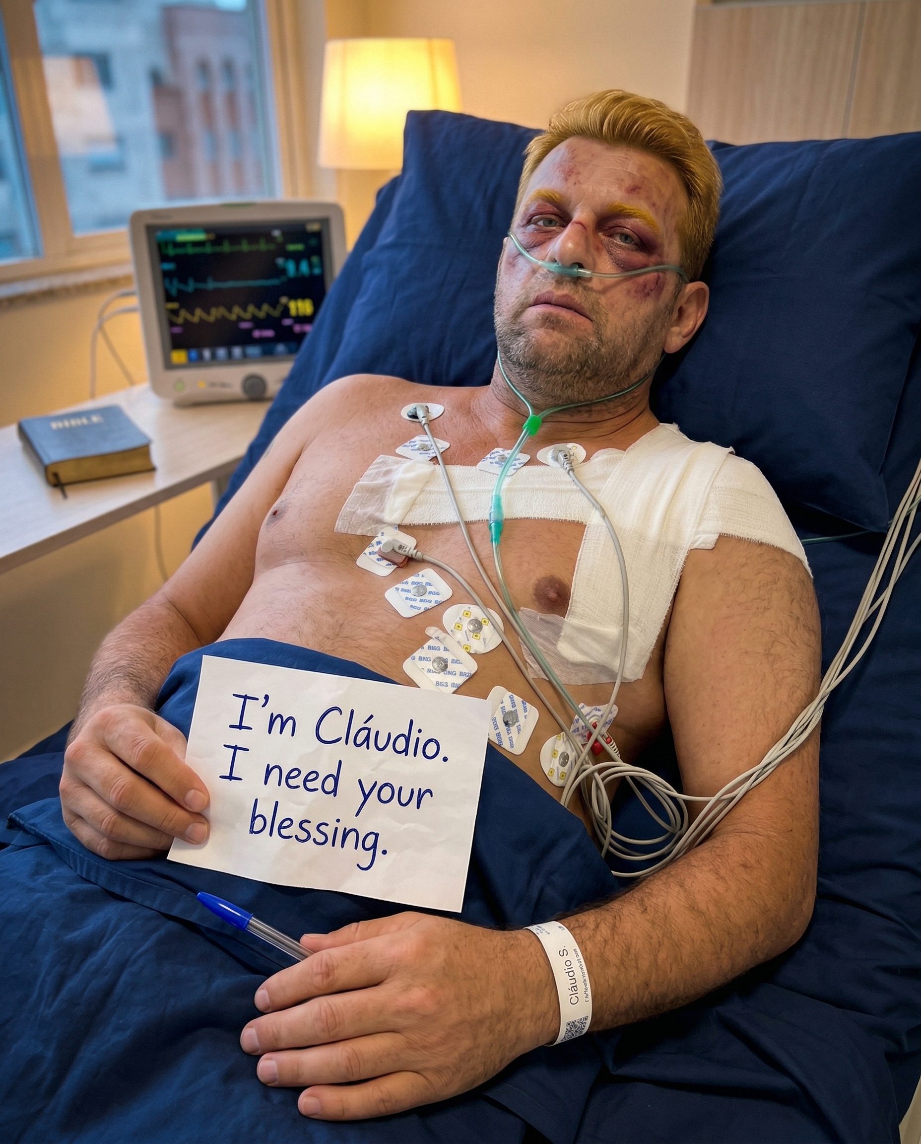 I look at this photo and the first thing that comes to mind isn’t the pain, but the miracle of being alive. I am Cláudio, and that man there, lying among wires and tubes, is me. Or rather, it was the version of me that fought the most important battle of my life.