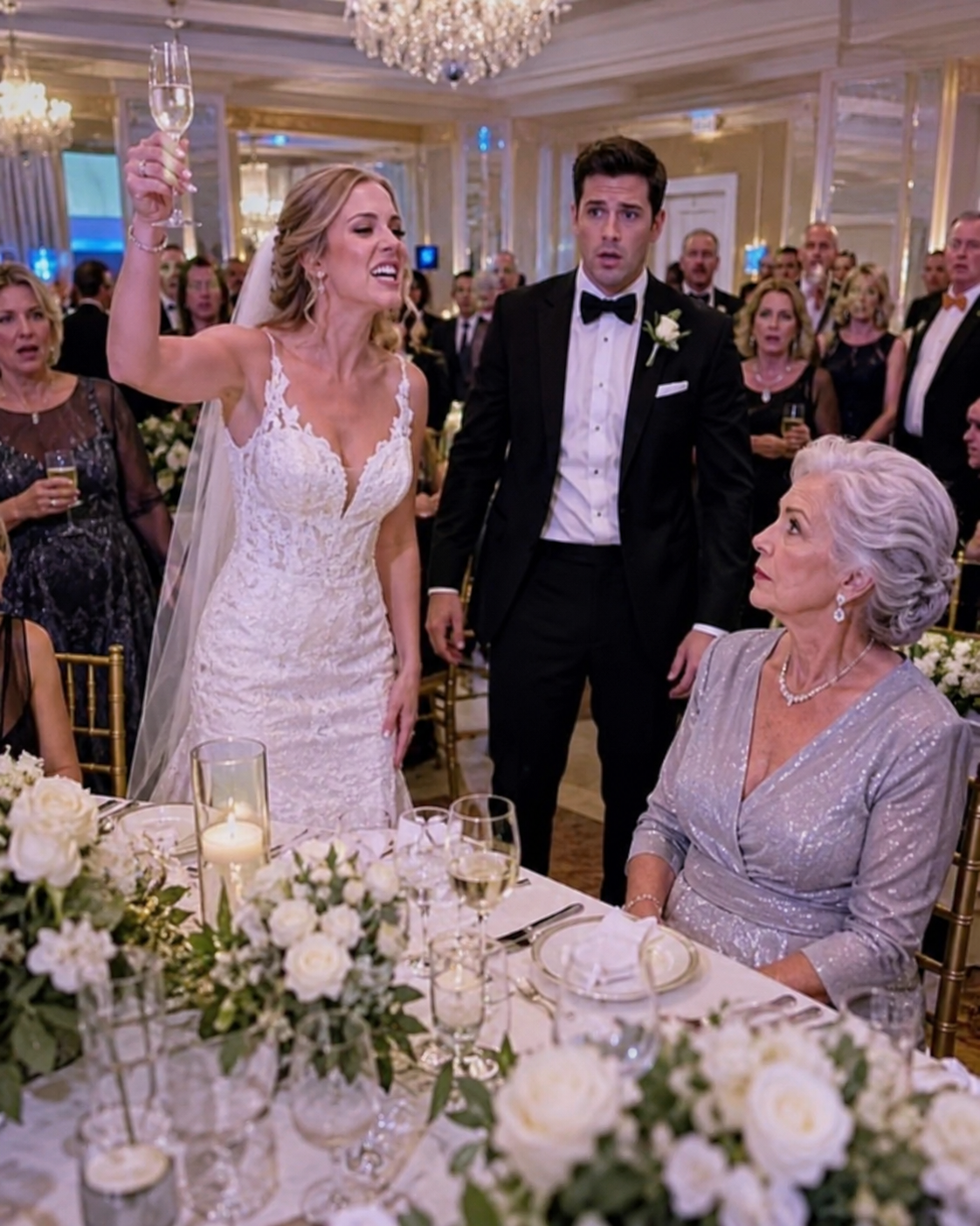 At my son’s wedding, his new bride announced that she would “allow” me to live in her old apartment. I smiled and told her I already had an estate of my own. But when my son admitted that his in-laws were secretly moving into my estate, I made one call that left the entire reception speechless.