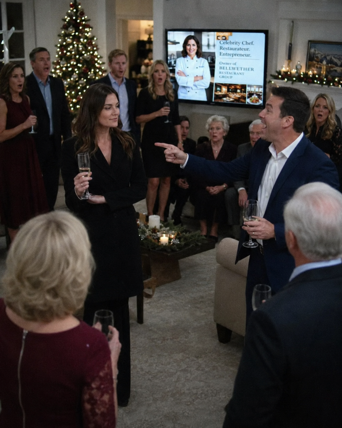 “Still serving tables?” my cousin sneered at Christmas, and when I said, “At least it pays the bills,” everyone laughed—until the TV announced tonight’s celebrity judge as a Michelin-starred chef and restaurant empire owner, and the room finally realized who they had been mocking.