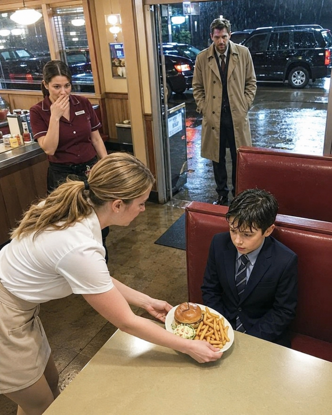 part 2 A soaked little boy walked into my struggling Chicago diner during a violent storm, shivering so badly he could barely hold the small paper bag in his hands.