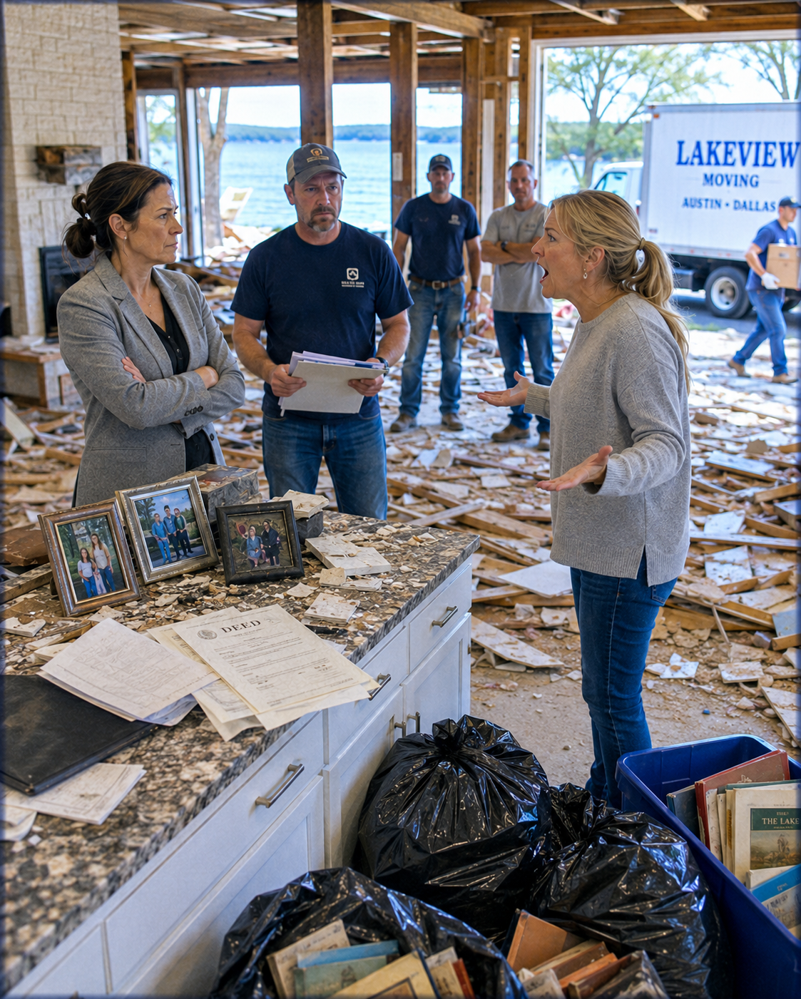 My sister-in-law was throwing my late grandmother’s journals into a black garbage bag inside my lake house while a commercial moving truck sat on my lawn.