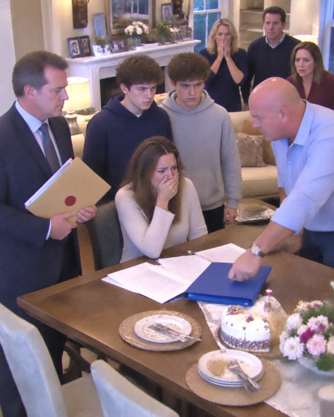 On the night my nephews turned eighteen, the relatives who had refused to raise them sat in my living room while their uncle shoved a blue bank folder toward me and said, “Your job is over, Claire. Don’t expect a reward.”