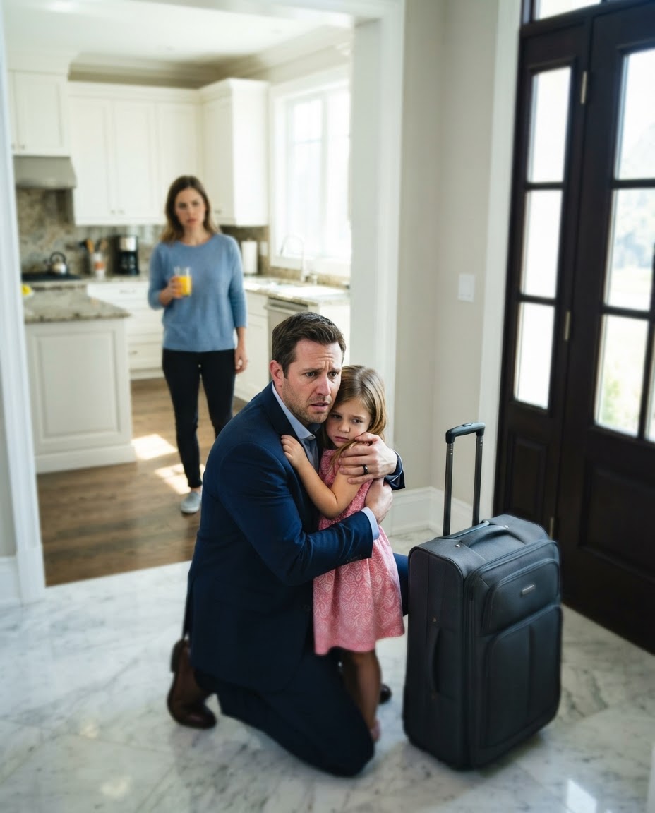Fifteen minutes before leaving for the airport, my 6-year-old daughter clung to my neck and whispered: “When you travel, mom puts drops in my juice and then films me.” I looked toward the kitchen. Marta was standing there smiling, still holding the glass. I pretended to leave, canceled the flight, and came back for her. But the backup copy from a camera revealed that the real target wasn’t just my daughter.