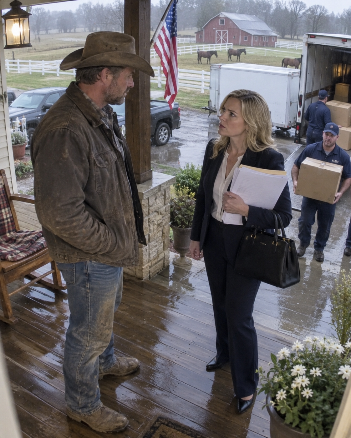 When my parents left me their $1.2M ranch, I secretly transferred everything into my own LLC — just to be safe. Last month, my sister walked in with her lawyer, smirking, “The deed is in my name now — pack your bags.” I just leaned back and said, “Good luck with that.” Two days later, she came back with movers… and went pale when she saw who was waiting at the gate with the legal papers.