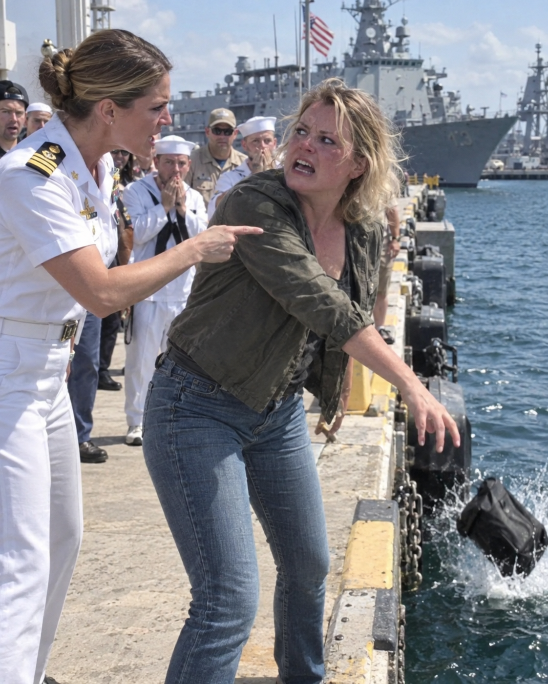 My sister grabbed my work bag and threw it off a norfolk pier in front of sailors and contractors. she thought i had shown up to embarrass her. what she didn’t know was that i was the commander leading the waterfront inspection–and everything she did next… went on the record