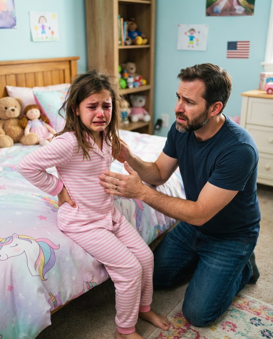 “Dad… my back hurts so bad I can’t sleep. Mom told me not to tell you.” I had just walked in from a business trip when my eight-year-old daughter quietly shared the secret her mother never wanted me to hear.