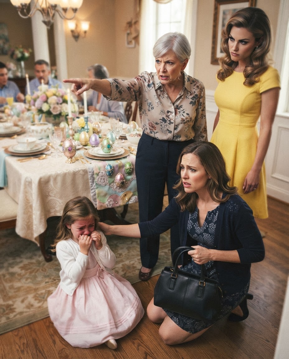 My family treated my four-year-old daughter like garbage, dragging her away from the Easter dinner table. My mother literally yanked her by the hair, throwing her onto the hardwood floor while my sister screamed, “Get out before you ruin dinner!” They thought they had successfully humiliated us. What they didn’t know was that the Easter gift hidden in my purse was about to strip them of the very house they were trying to protect.